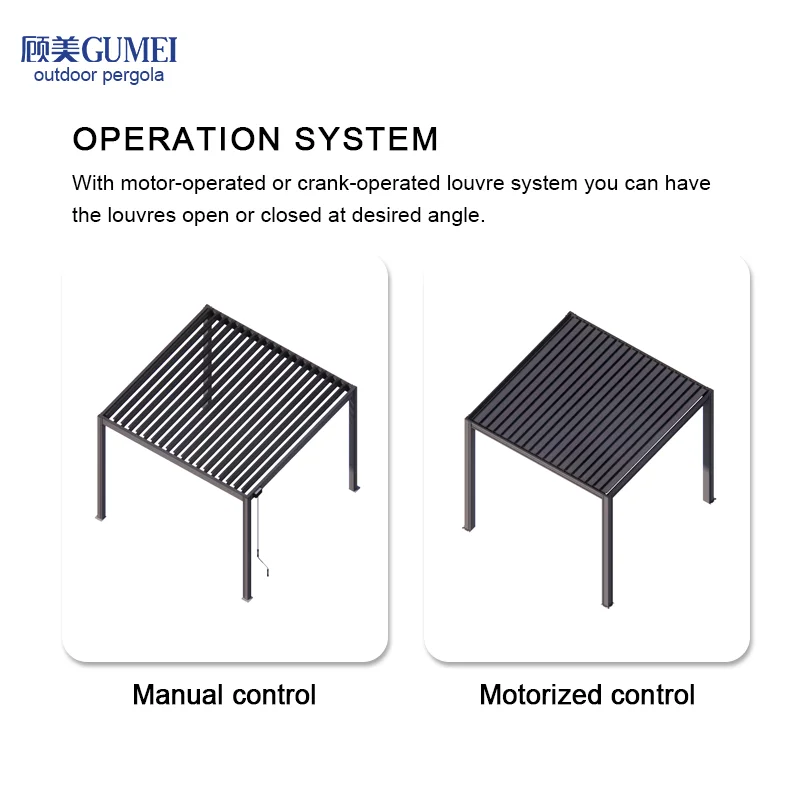 Modern Automatic Patio Gazebo Outdoor Arches Bioclimatic Aluminium Pergola Opening Louvred Roof
