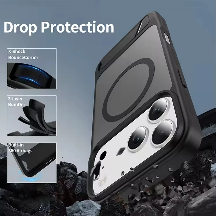 product matte magnetic kickstand phone case for iphone 17 14 pro max invisible bracket phone cover for iphone 17 air mobile phone cases-4