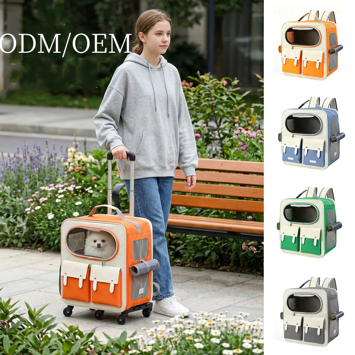 Factory Direct Supply Oxford Foldable Portable Breathable Cat & Pet Trolley Carrying Bag