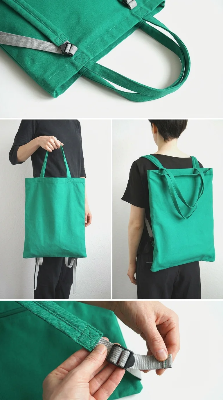 Eco Friendly Geometric Canvas Tote Bag Convertible 2 1 Backpack Adjustable Strap Multifunctional Sho