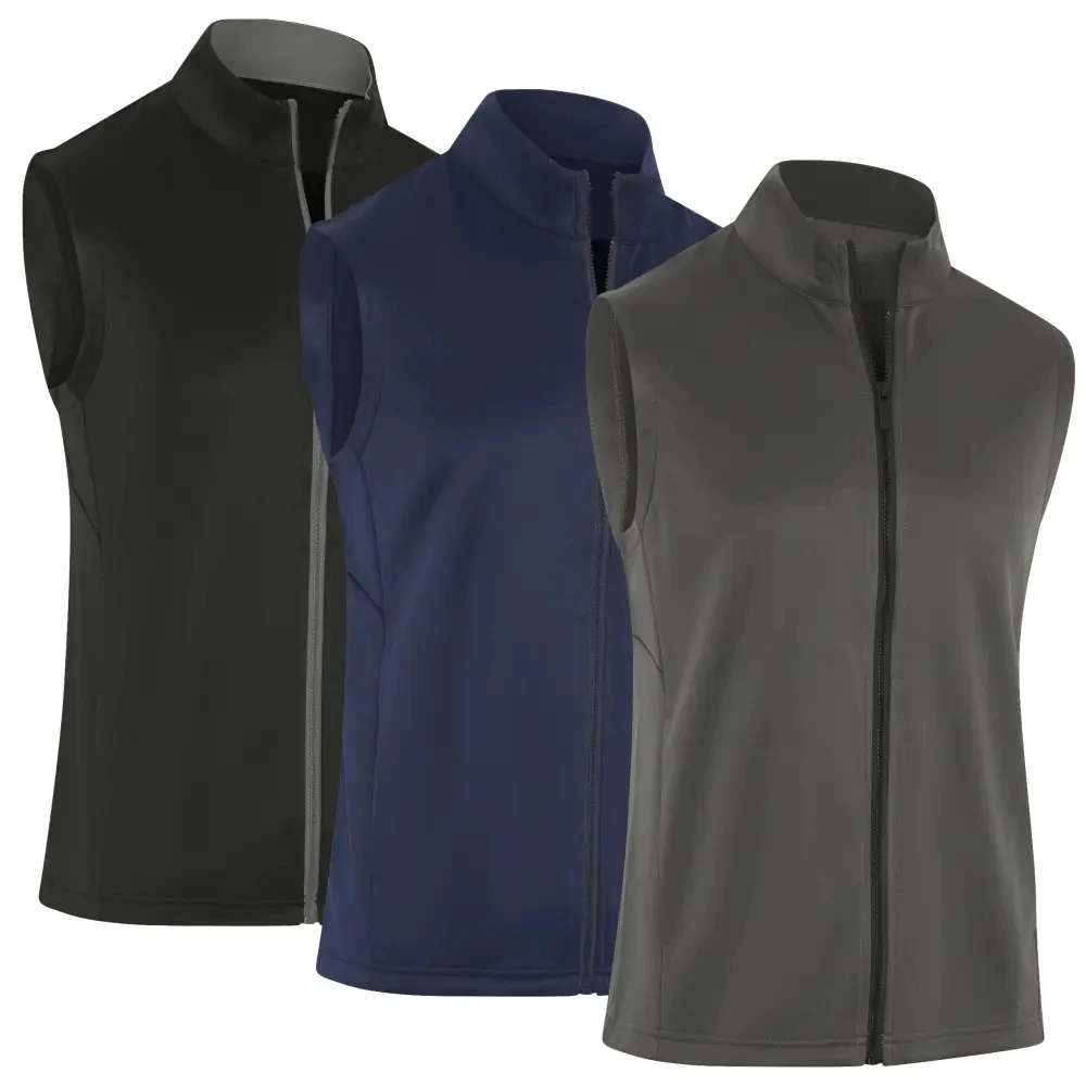 ODM Custom Men's Full Zip Polyester Golf Vest High Quality Breathable Woolen Outer Wear for Casual and Outdoors Use