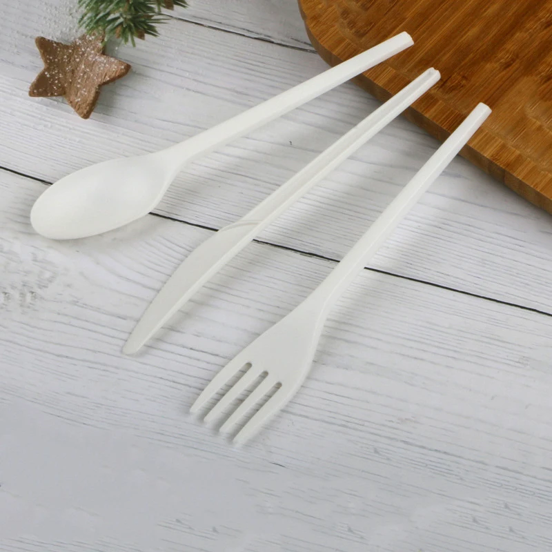 Biodegradable Disposable Cornstarch Knife Fork Spoon Cpla Plastic ...