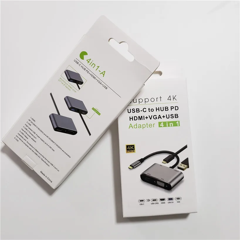 4  2 in 1 USB C 3.1 HDMI VGA Adapter TYPE C Type-c to HDMI 4K VGA UHD Converter Adapter For Macbook Samaung  Huawei Google