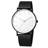 white dial, black strap and silver pointer