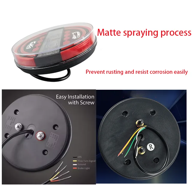 New Style 4 Inch 24V LED Round Trailer Tail Lights Flowing Lights Rear Lamps for VOLVO Trucks 2