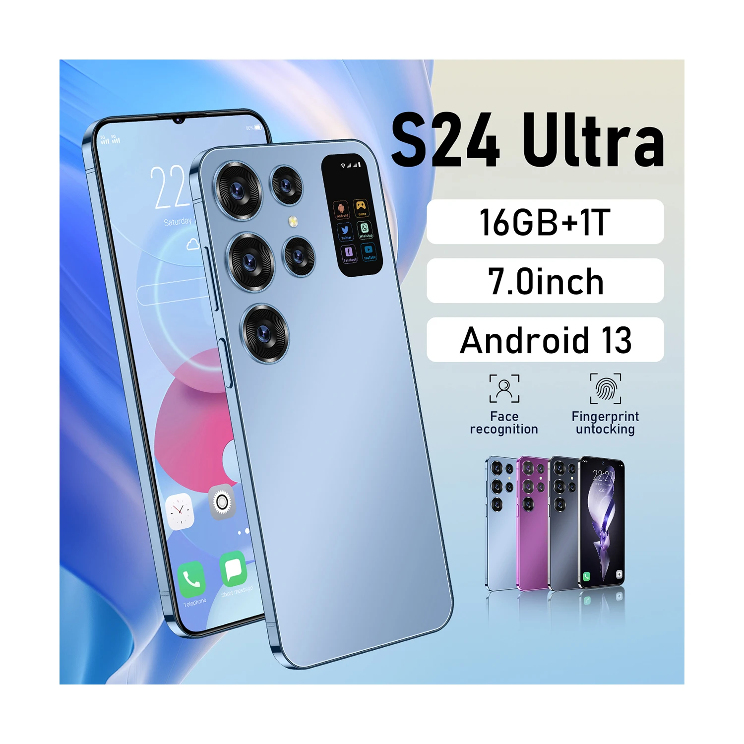 New S24 Ultra 7.0 Inch HD Screen Smartphone 16GB+512GB 5G Dual Sim