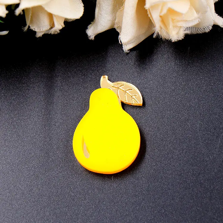 BHS071BH1046 Cute Pear Brooch Laser Cut Acrylic Jewelry with Diamond Engagement Anniversary Gift Baby Girl Safe Pin Accessory supplier