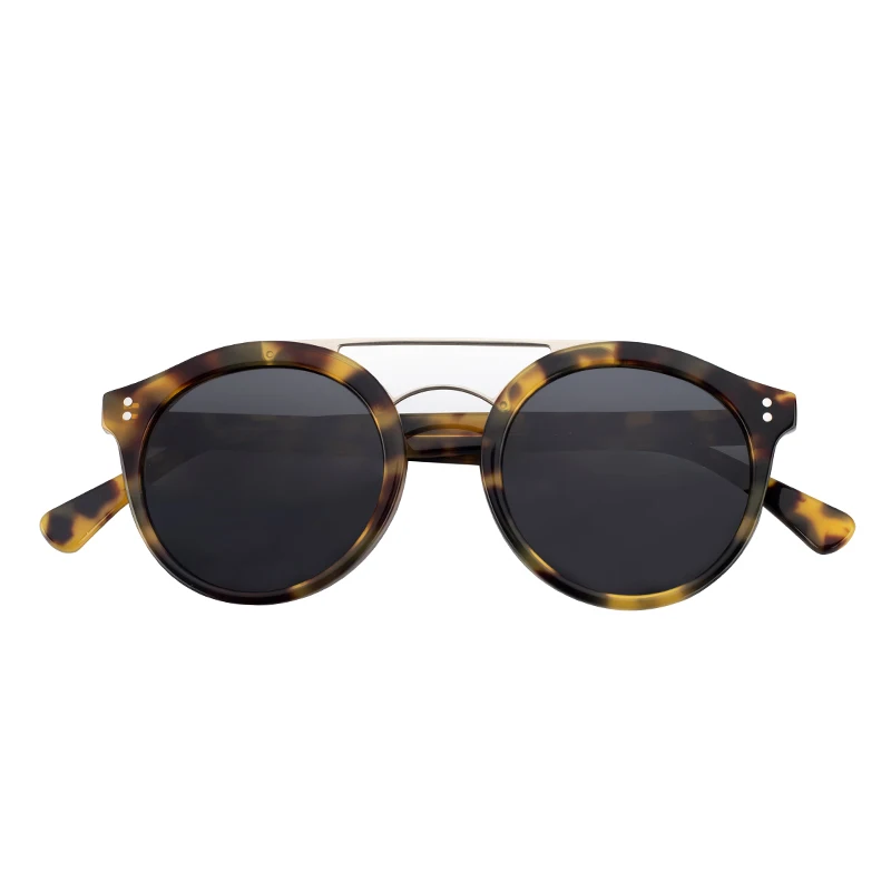 Latest Women Oversize Round Double Bridge Fashion Acetate Fiber Frame Sunglasses