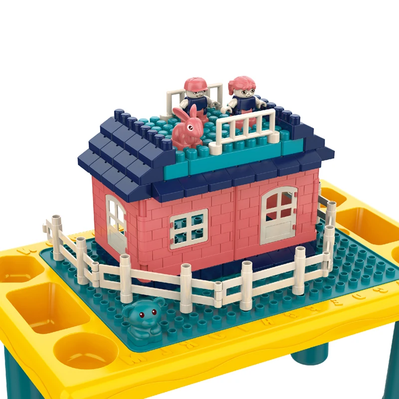 76pcs Plastic Large Particle Building Block Table Toys Set DIY Assembly Kindergarten Play Game Desk
