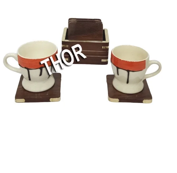 Wooden Tea Coaster Drink Coaster Set of 6 for Tea Cups Coffee Mugs 