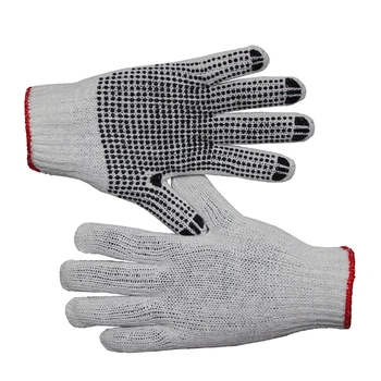 Natural White Cotton PVC dotted garden working gloves PVC dotted knit cotton working gloves