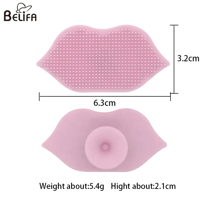 BELIFA Customized Makeup Cleaning Tools Mouth Shaped Exfoliating Brush Mini Silicone Lip Brush Face Scrubber Lip Shape Scrubber