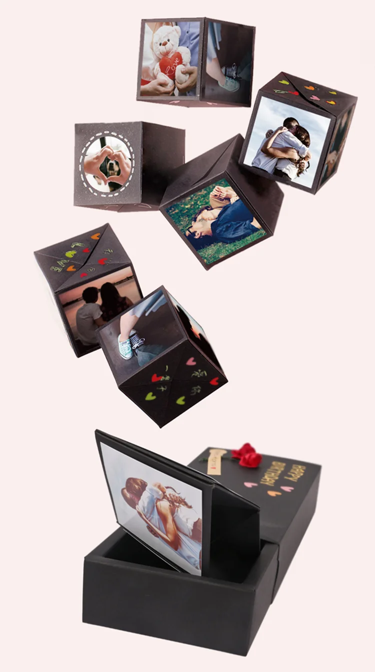 DIY Party Paper Explosion Surprise Jumping Cubes Photo Album Creative Gift Bounce Box