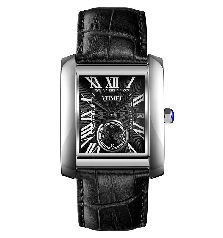 SYN Fashion Quartz Watch Men's Leather Strap Watch Two-Hand Dial Waterproof Watch Men Watch