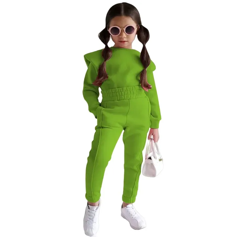 Хлопковое пальто с длинным рукавом для девочек повседневная спортивная толстовка капюшоном комплект