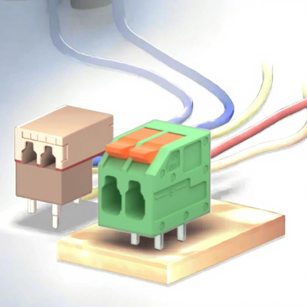 Меньшие 2-полюсные клеммные блоки печатной платы и разъемы с рычагами для проводки 0,5-1, 5 мм2