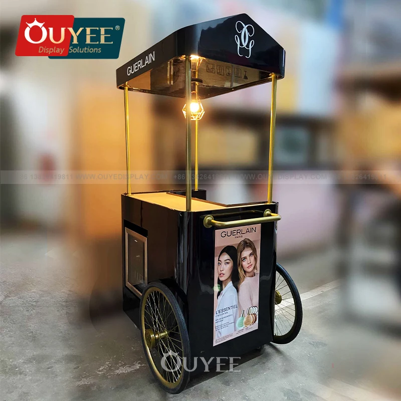 Shop Design Display Retail Showcase Kiosk Design Sweet Cart Candy Bar Cart With Wheels for Mall