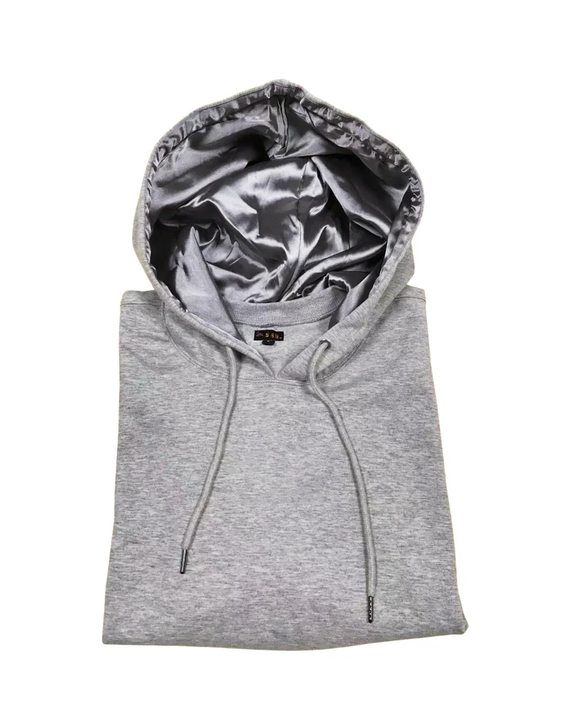 Silk Inside Hoodies Custom logo Embroidery Embossed Print Oversized Cotton Fleece Satin Lining Lined Hooded Hoodie Wholesale gallery 15