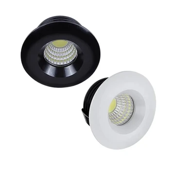 Manufacturer Aluminum Recessed Mini 3W COB LED Spotlight Dimmable 220V 12V LED Downlight for Home Cabinet Showcase Room Lighting