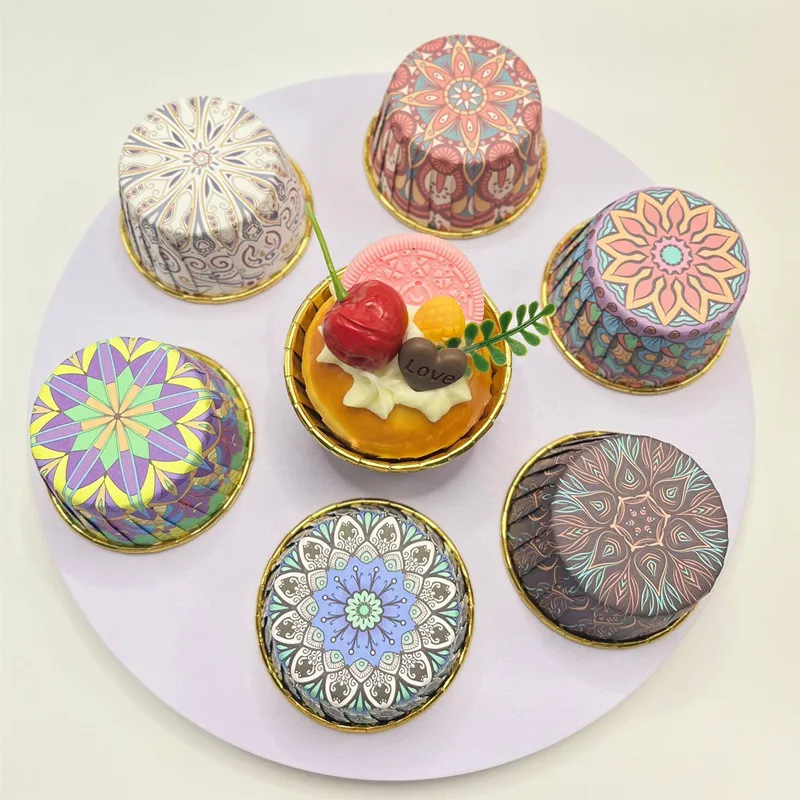 Ethnic Style Chocolate Muffin Cake Liners Greaseproof Paper Baking Cupcake Cups Wrappers Mold Case Bowl