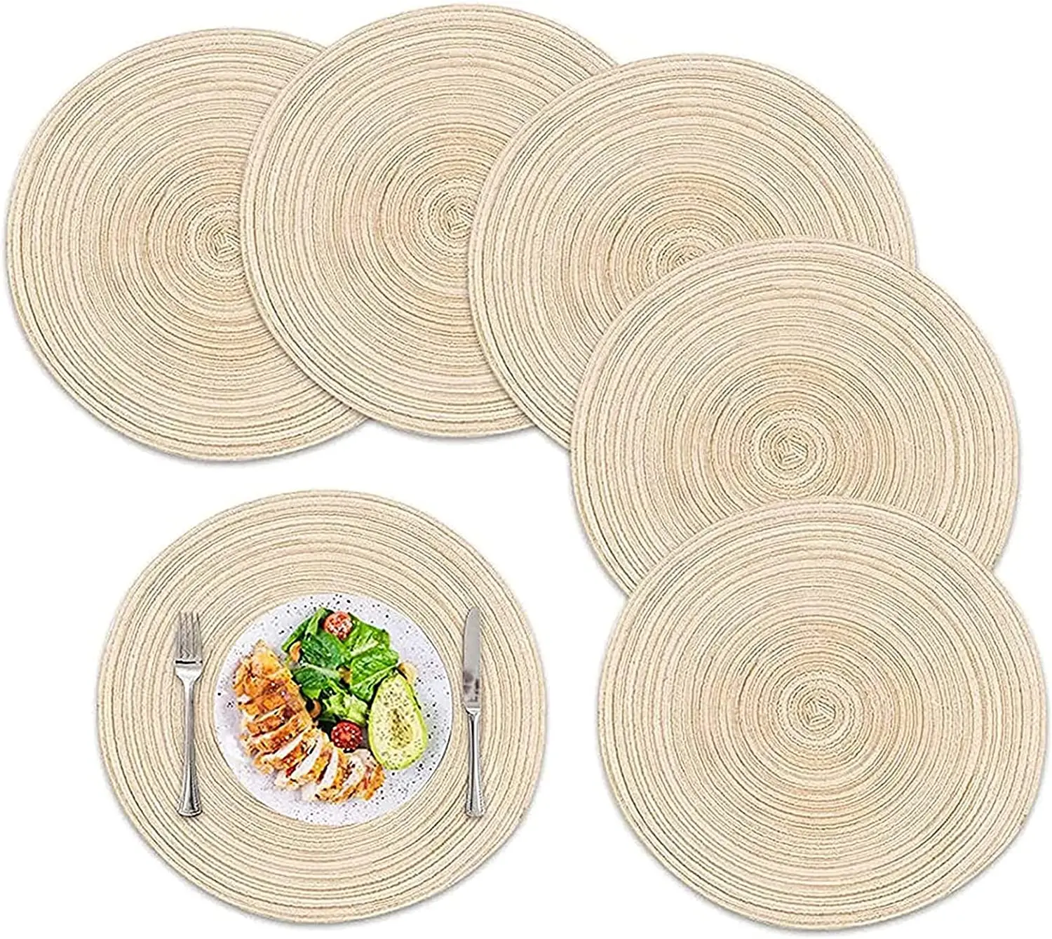 Natural Color Jute Placemat New Design Dinner Set Round Woven Placemats ...