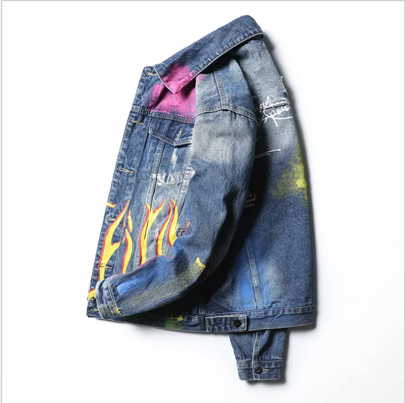 Source Dongguan OEM men vintage ripped hip hop pink denim jacket on  m.