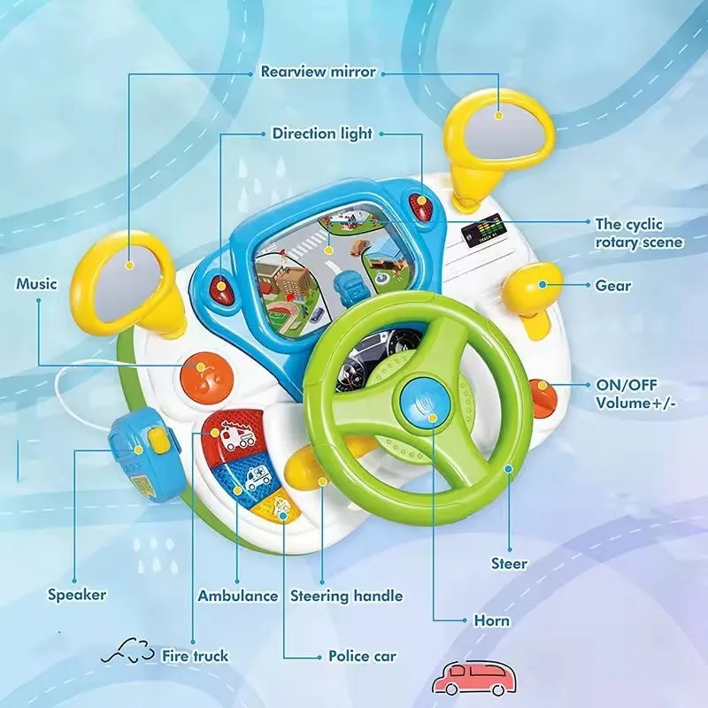 Ранние Образовательные электронные детские игрушки рулевое колесо игрушка для вождения с реалистичным звуком