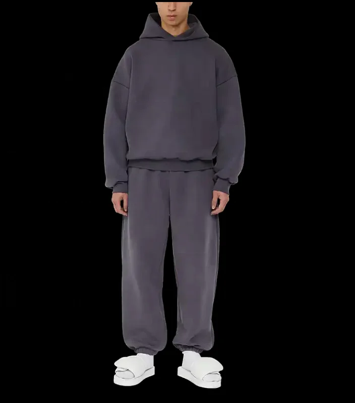 JL0907A Straight Leg Sweatsuits With No Drawstrings Men High Quality Heavyweight Joggers Set Sweatpants and Hoodies Set for Men