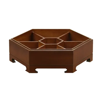 FSC&BSCI Wooden Tray with 6 Sections Round Tray Chip and Dip Platter Divided Serving Tray for Appetizers & Snacks