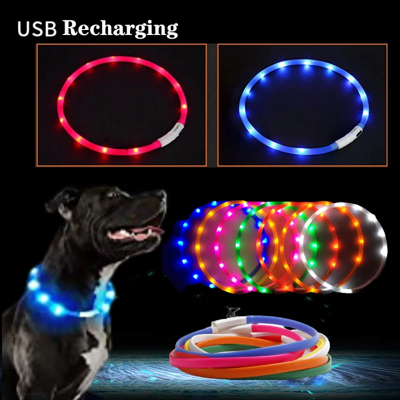 Promotional Product LED Luminous Custom Electronic Usb Rechargeable Light up Flashing Pet Glow in the Dark Dog Collar and Leash