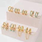 luxury korean 925 sterling silver gold plated cubic zirconia flower cross teardrop turquoise hoop huggies earrings women 2021