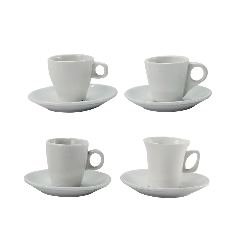 Cafe Espresso Dishwasher Safe Logo Oem White 4oz White Porcelain Ceramic Small Coffee Cup and Saucer Set