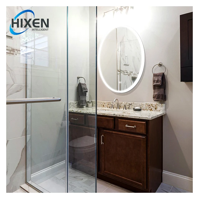 HIXEN frameless touch screen backlit frontlit Bluetooth anti-fog LED light smart bathroom mirror