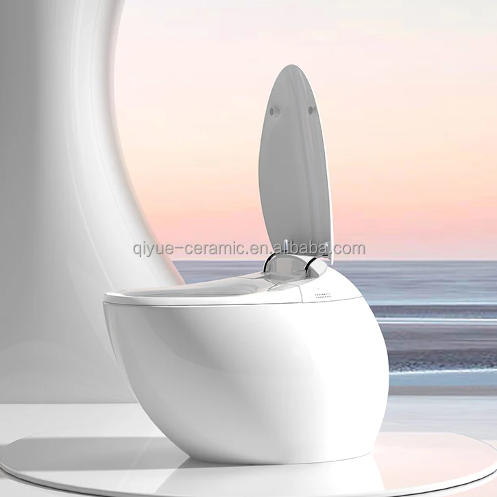 New Style Voice Control Automatic Flushing Electronic Intelligent Wc Egg Shape Bathroom Round Smart Toilet
