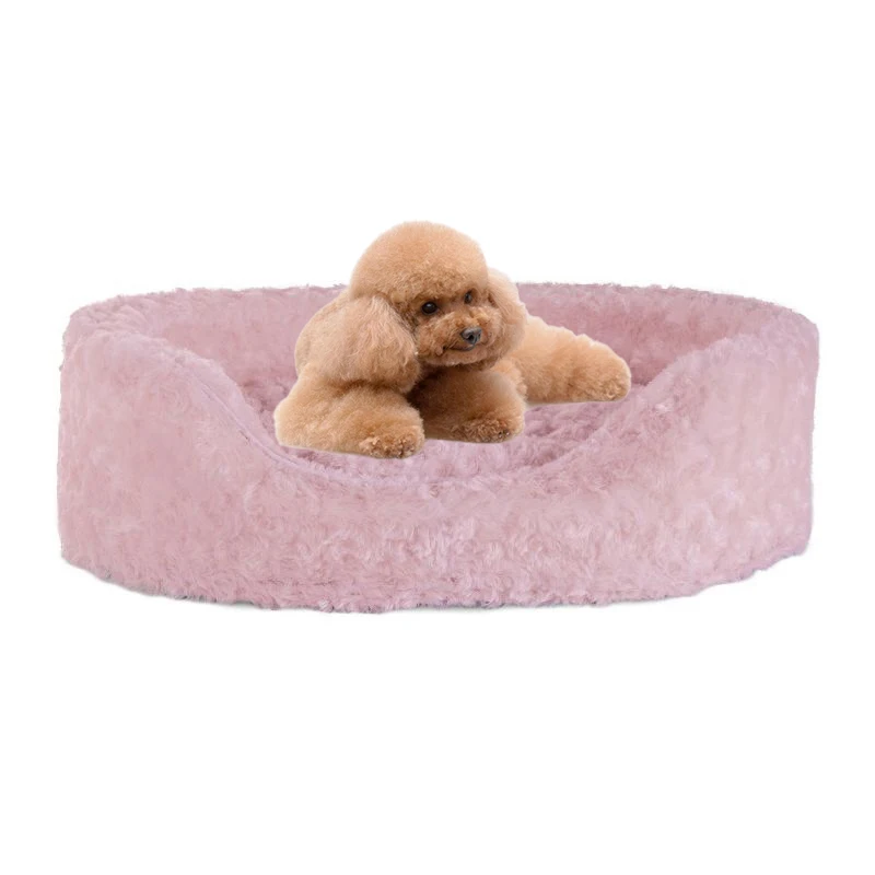 Custom made outdoor chew proof round anti anxiety faux fur heavy duty fluffy extra large pet bedding foam pet dog cat beds