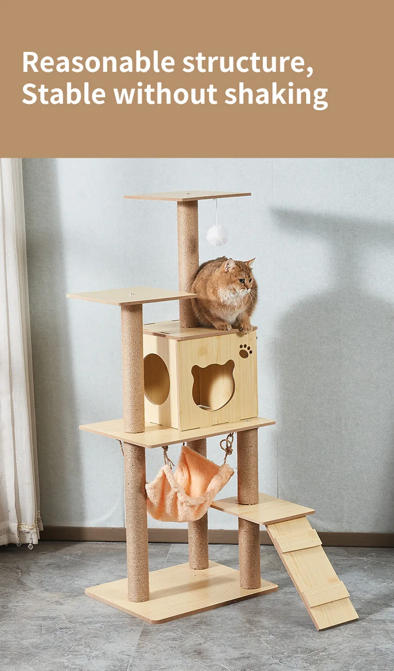 2023 New Design Modern Cat Tree Wooden Scratching Posts For Cats Kitten