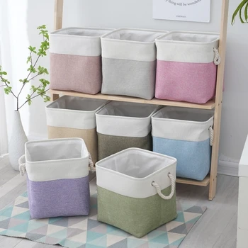 Folding teddy cotton rope woven fanionable toy  rattan storage basket with  handles for bedroom bathroom
