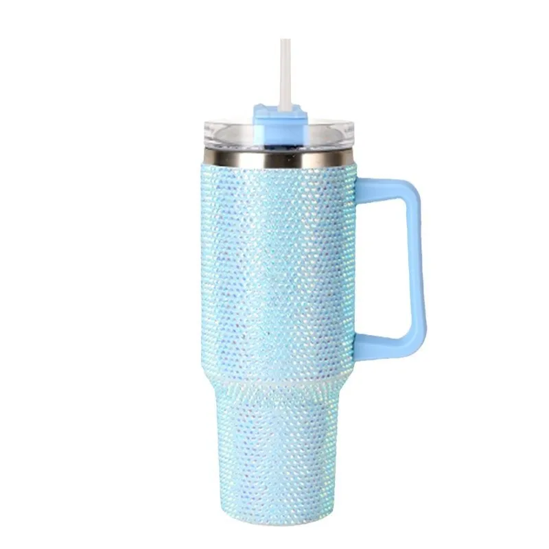 Gift Use Glitter 40oz Rhinestone Bling Diamond Vacuum Insulated Stainless Steel Bottle Cup 40oz Tumbler with Handle with Lids