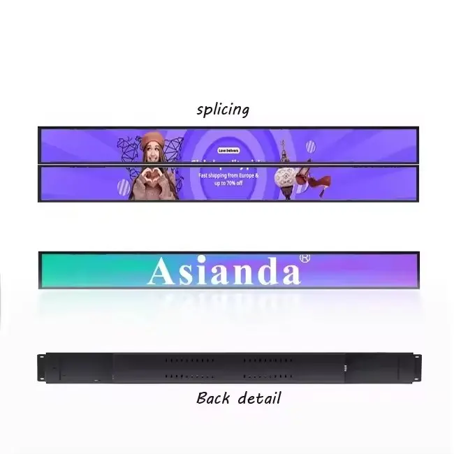 Ultra Wide Shelf Edge Header Monitor Stretched Bar LCD Display Screen Digital Signage