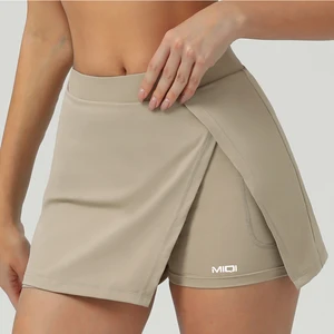 Custom Size Soft Nylon Exercise 2 Pcs Yoga Tennis Skirts Apparel High Waisted Workout Tennis Skirts with Pockets