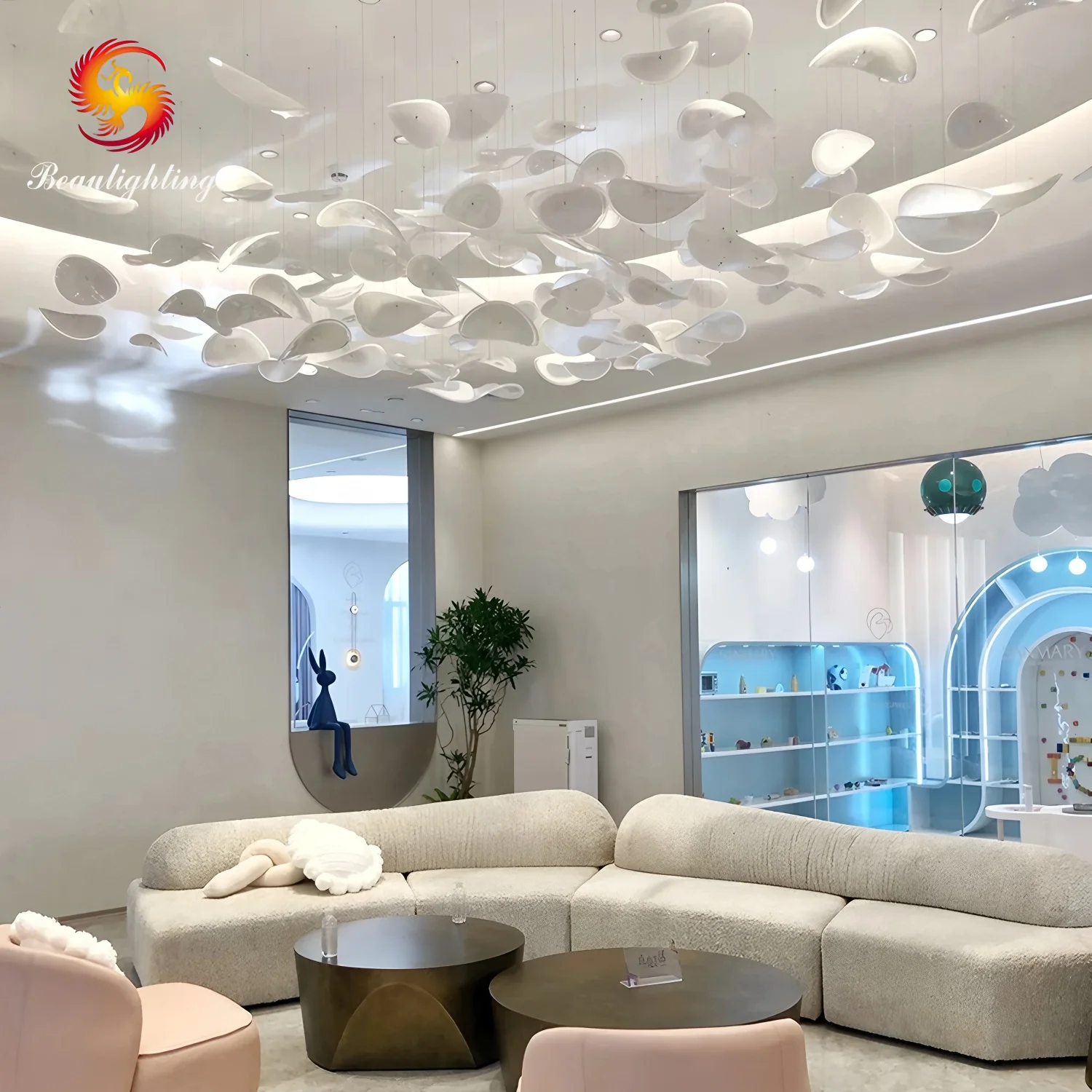 Professional Custom Steel LED Chandelier Hand Blown Glass Oval Square Decorative Fixture Adjustable Height for Commercial