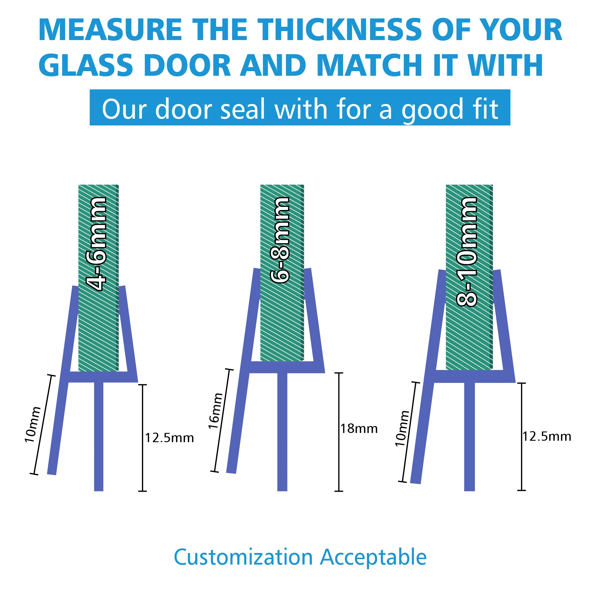 GUIDA 513065 Window Bathroom Waterproof Glass Plastic Shower Door Rubber Sealing Strip