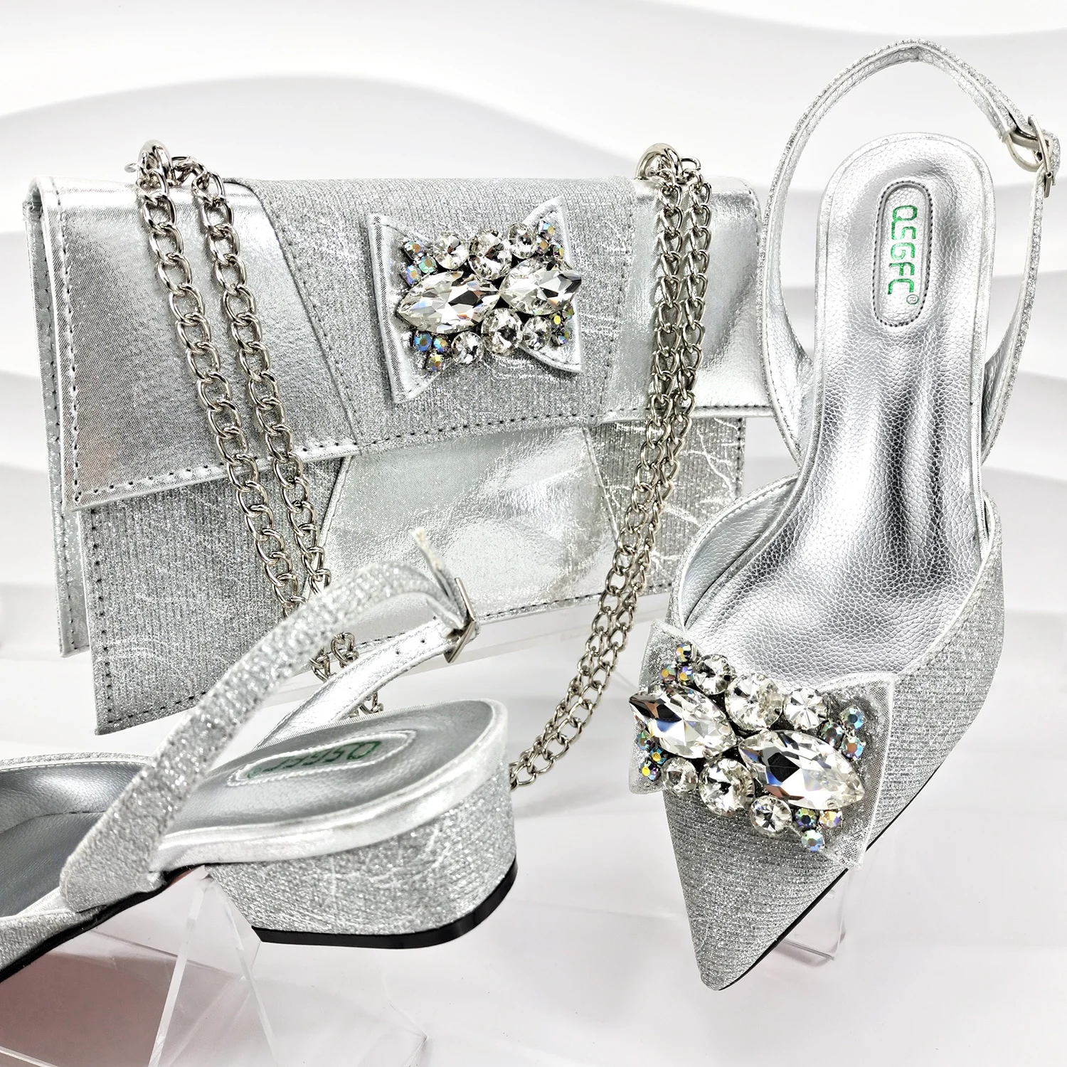 Rhinestone Evening African Bags Matching Shoes Set