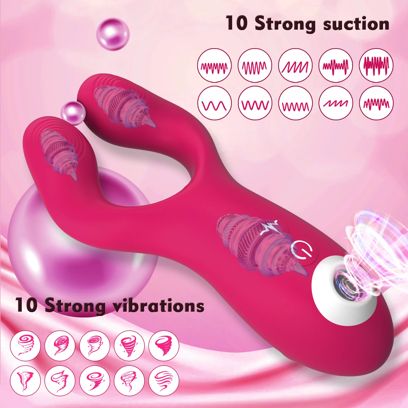 Clitoral Sucking Vibrator, G Spot Clit Dildo Vibrators Waterproof,  Rechargeable Clitoris Stimulator with 10 Suction & Vibration