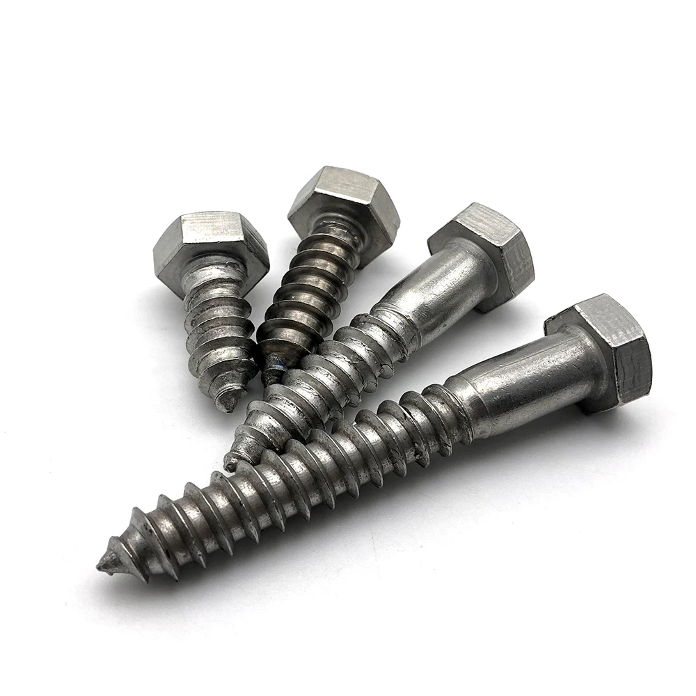 Galvanized hex head lag wood screws din571 Full Thread Wood self tapping screw din 571 hex head wood screws