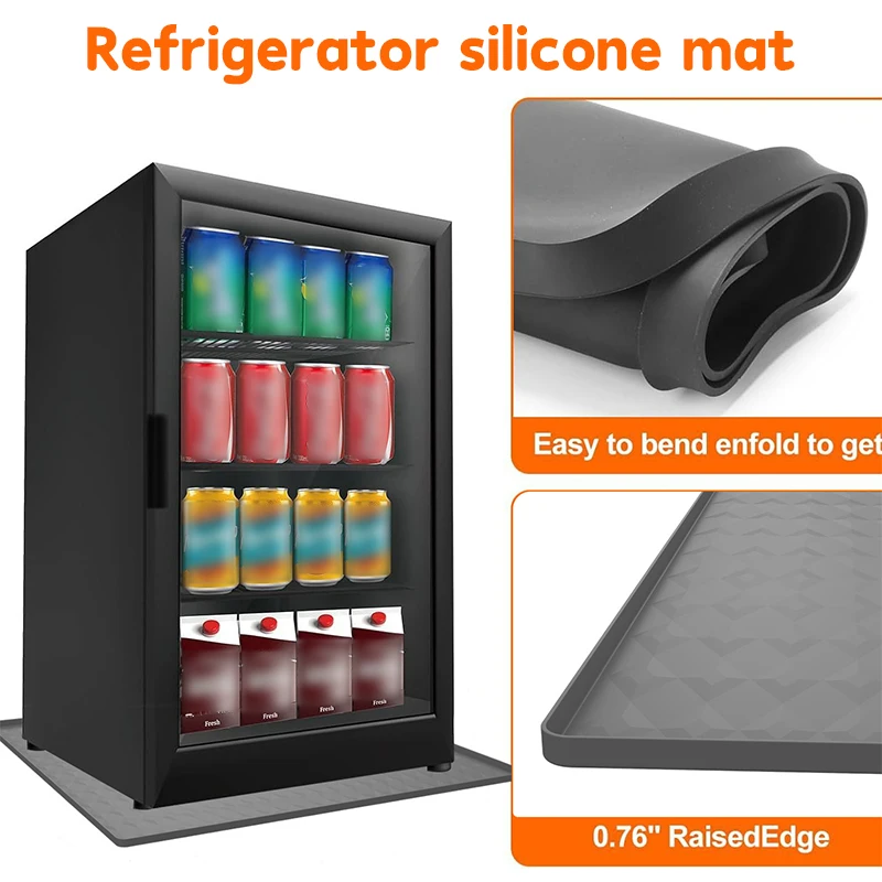 Refrigerator Floor Protector,Mini Fridge Silicone Mat,Fridge Under Mat