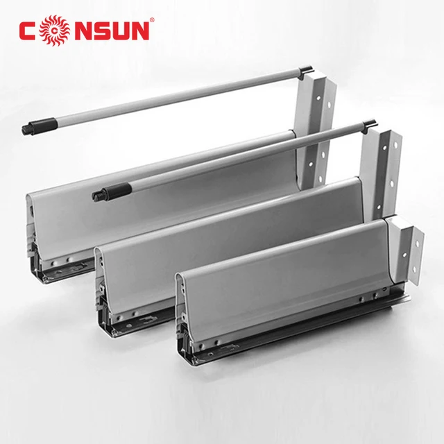 Slim Double Wall Drawer Kitchen Cabinets Drawer Box door sliding channel