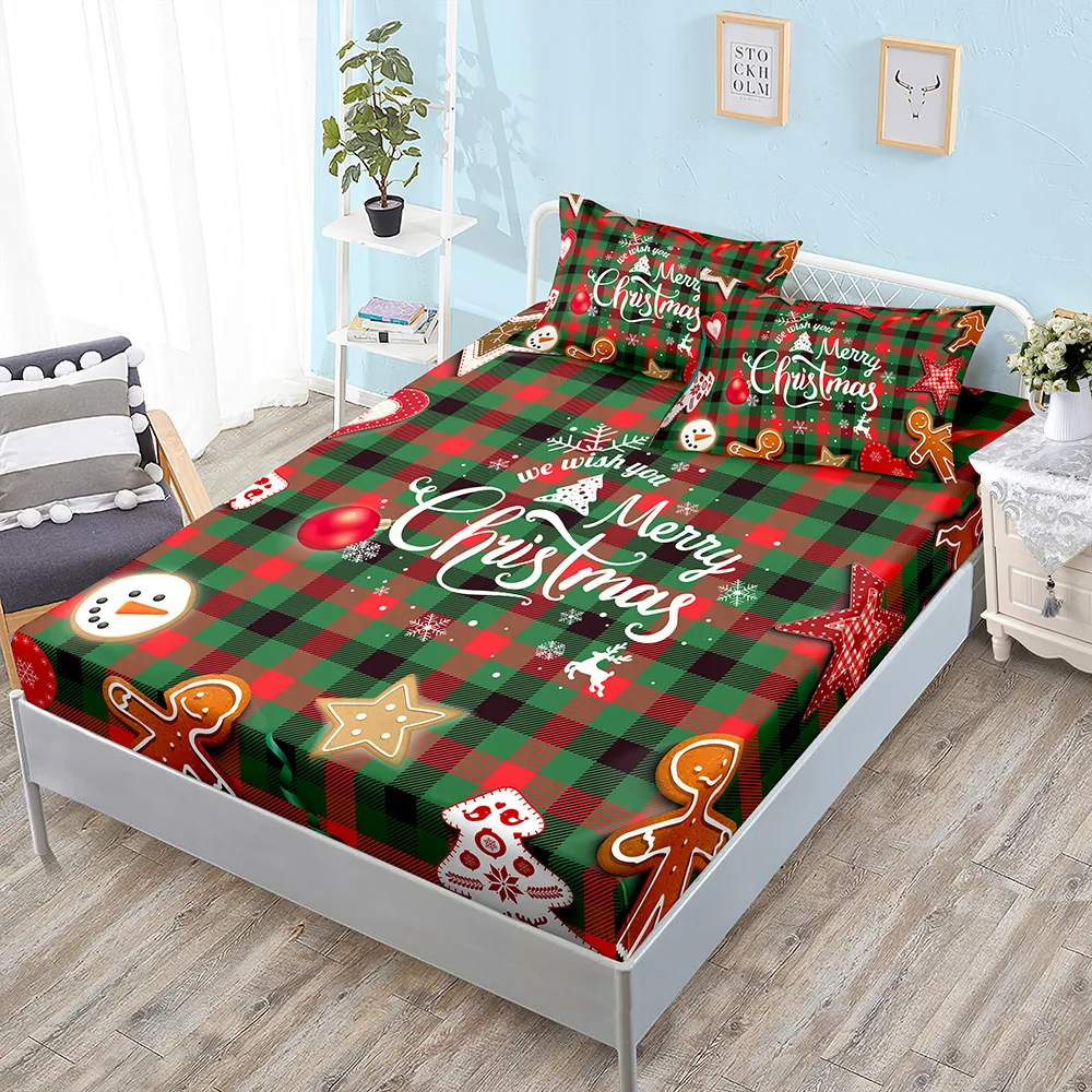 AOYATEX New Christmas Polyester Fitted sheets for beds Digital printing Bed sheet sets manufacture