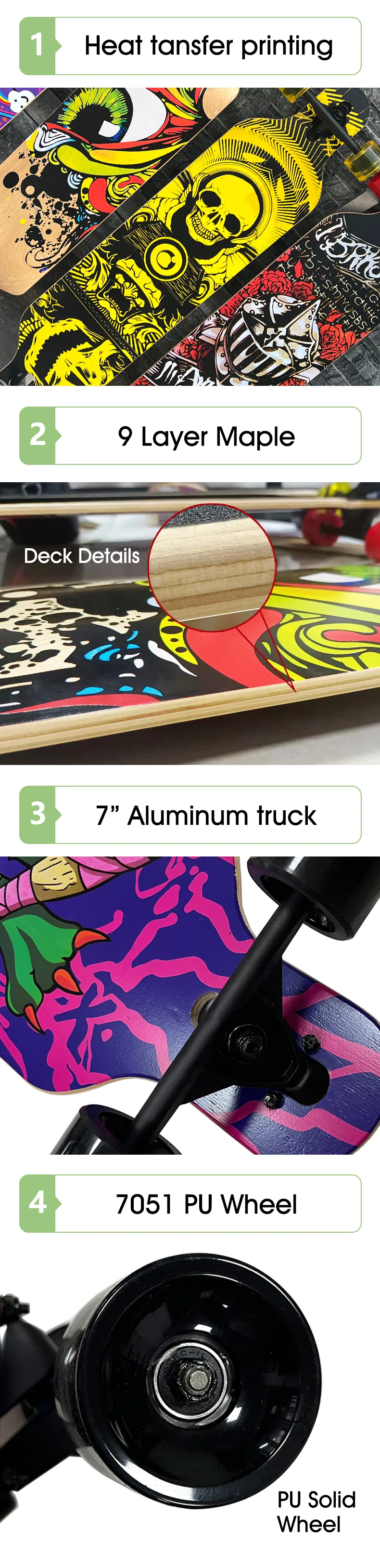 New 42 Inch Custom Complete Longboard Drop Through Truck Downhill