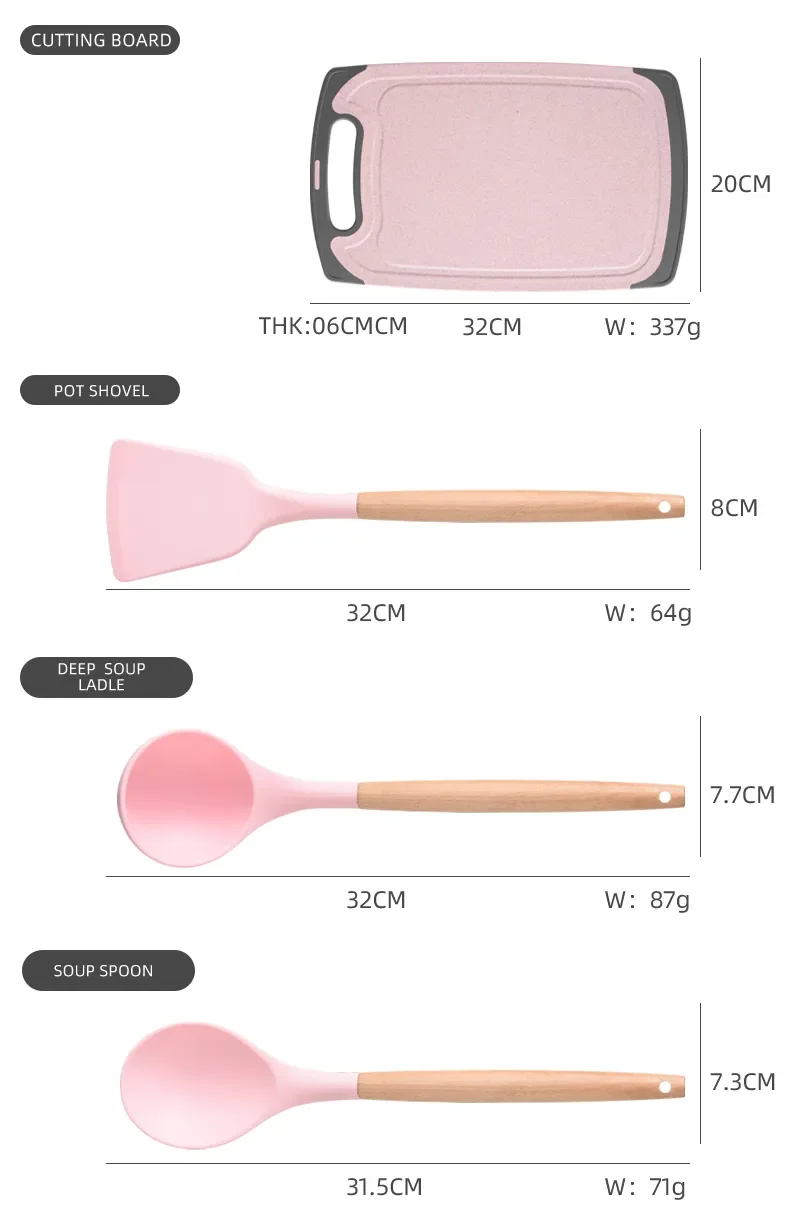 12 Pieces Silicone Kitchen Accessories Cooking Tools Kitchenware Set